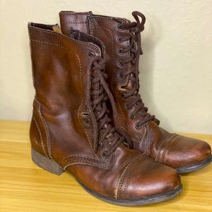 Steve Madden Leather Lace Up Zip Boots